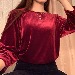Red Wine Velvet Blouse